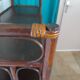 Support buffet bibus woven rattan 2 doors in caning - vintage 60s/70s