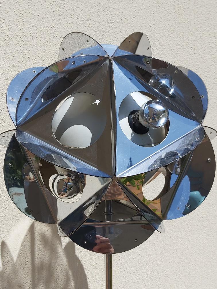 Vintage Sputnik chrome metal lamp 70s