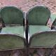 1970 design chair in green suede and chrome