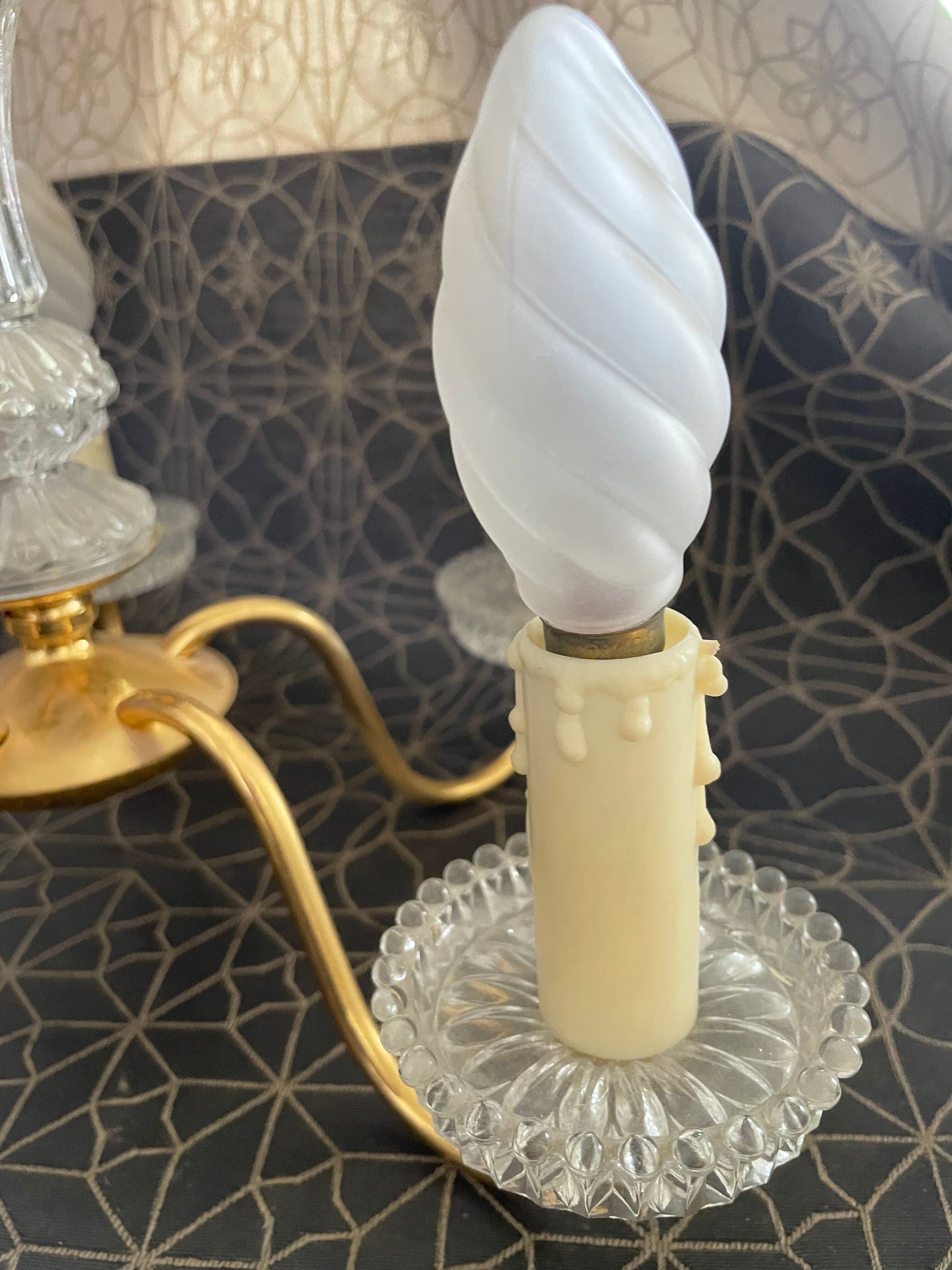 Five-branched golden brass chandelier