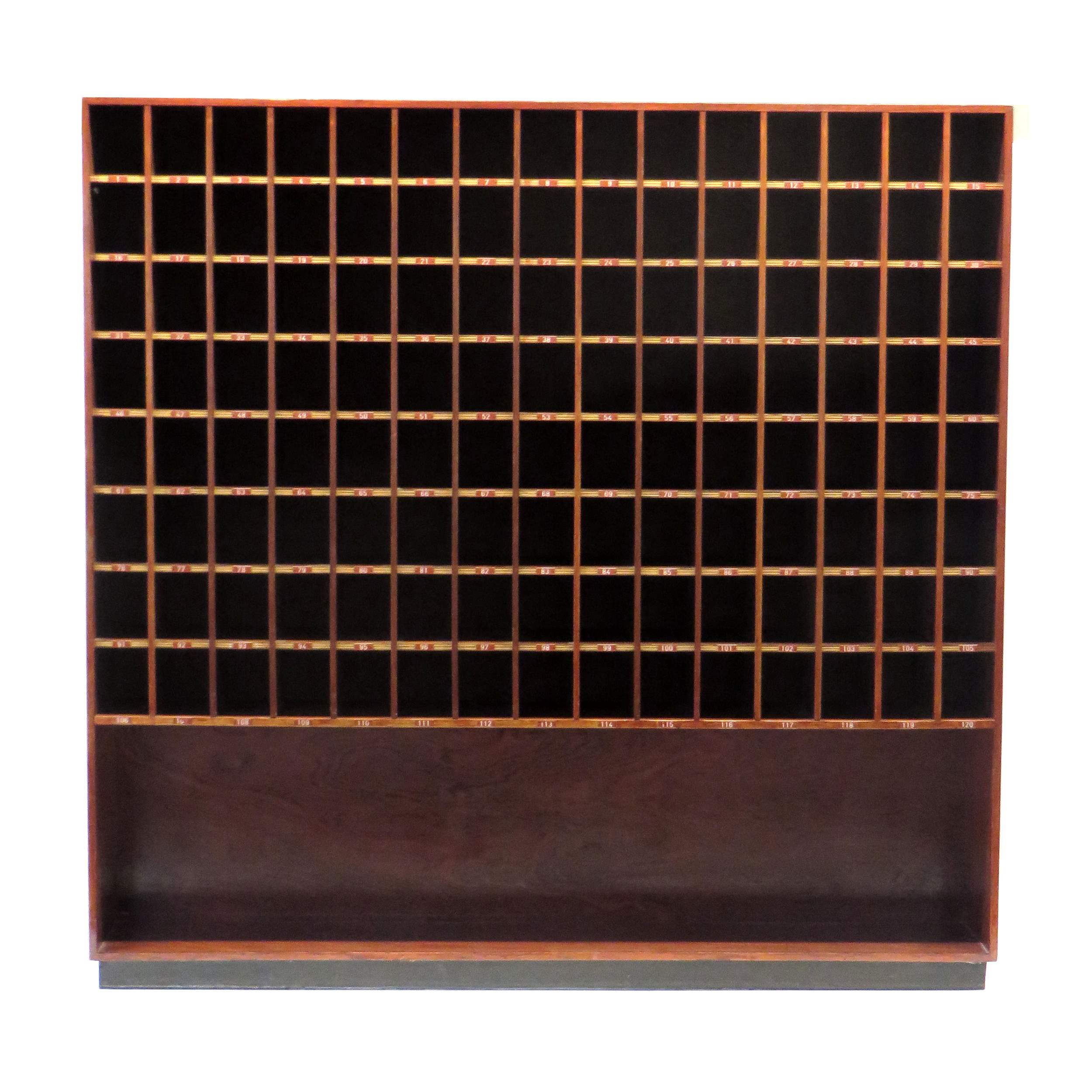 Vintage wine cabinet / shop cabinet with 120 compartments from the 1960s