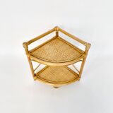 Vintage rattan corner shelf 60