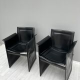 Pair of armchairs in black leather