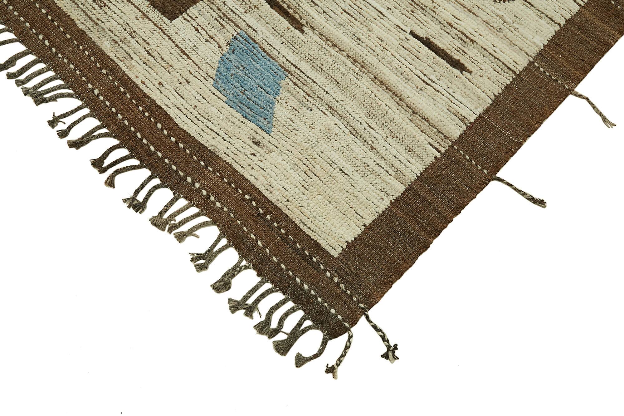 Handwoven Tribal One of a Kind 274 cm x 378 cm Beige Wool Carpet