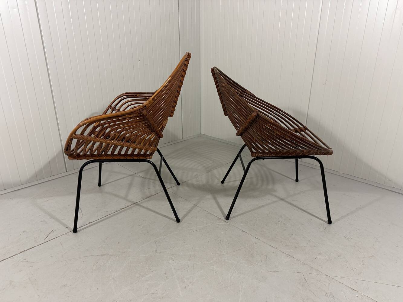 Rattan easy chairs by Rohé Noordwolde, Netherlands 1950-60’s