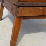 Very old solid oak dough trough with a lid and removable legs.
