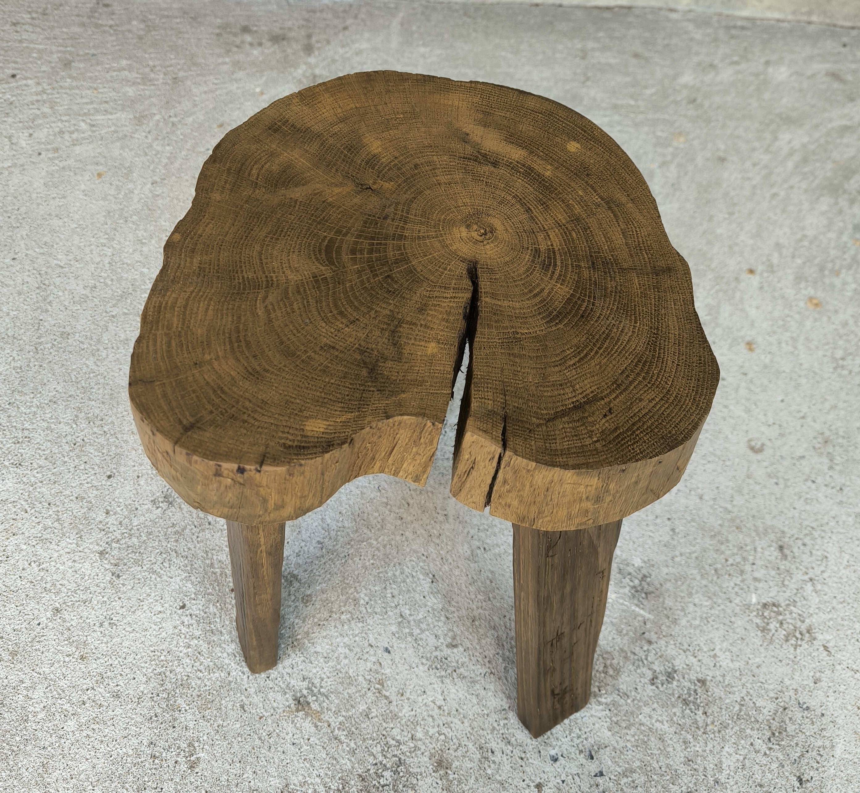 Brutalist wooden tripod stool