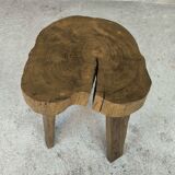 Brutalist wooden tripod stool