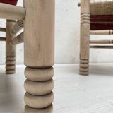 Pair of wooden armchairs and ropes