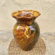 Ancient large vase in glazed speckled terracotta