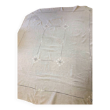 Old embroidered and openwork tablecloth with its 6 napkins