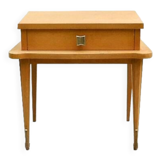 Table de chevet vintage 1950 bois clair
