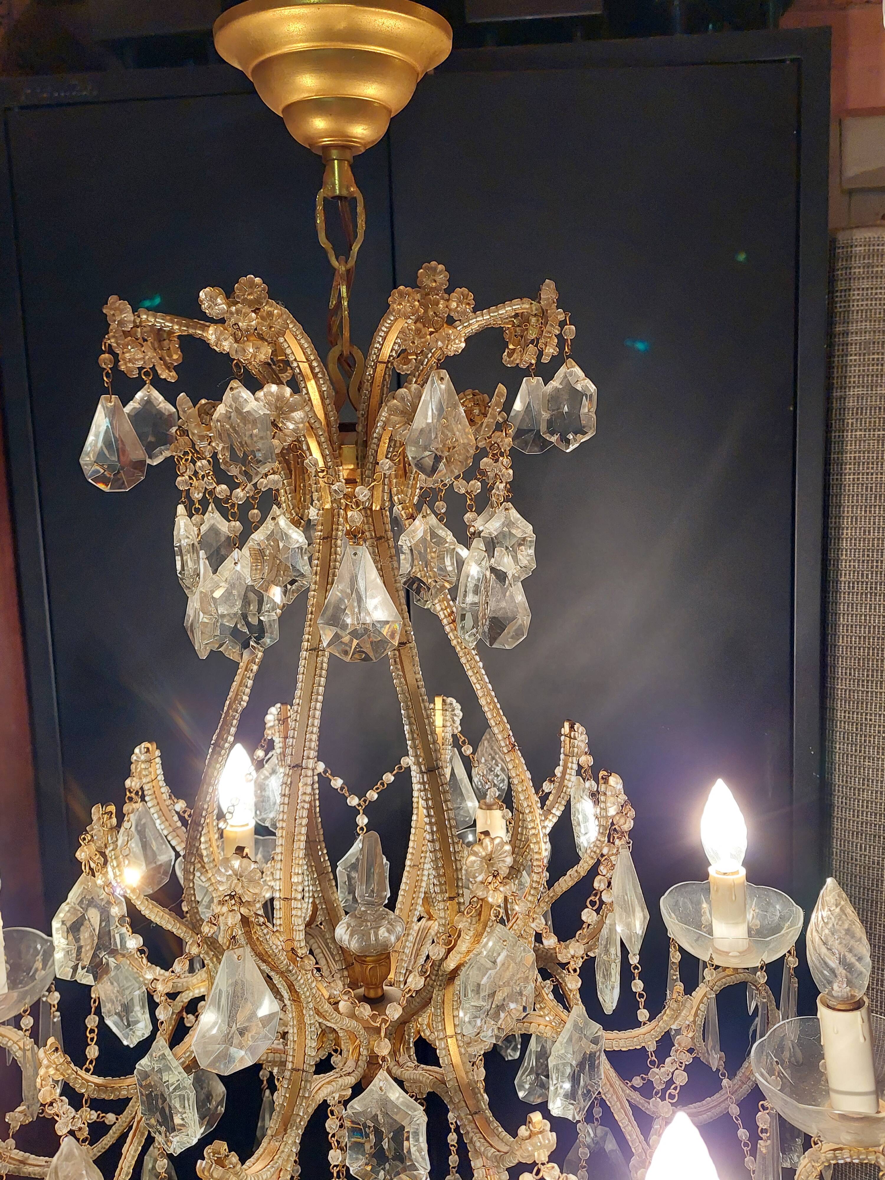 Louis XV style bronze and crystal chandelier - 1950s.