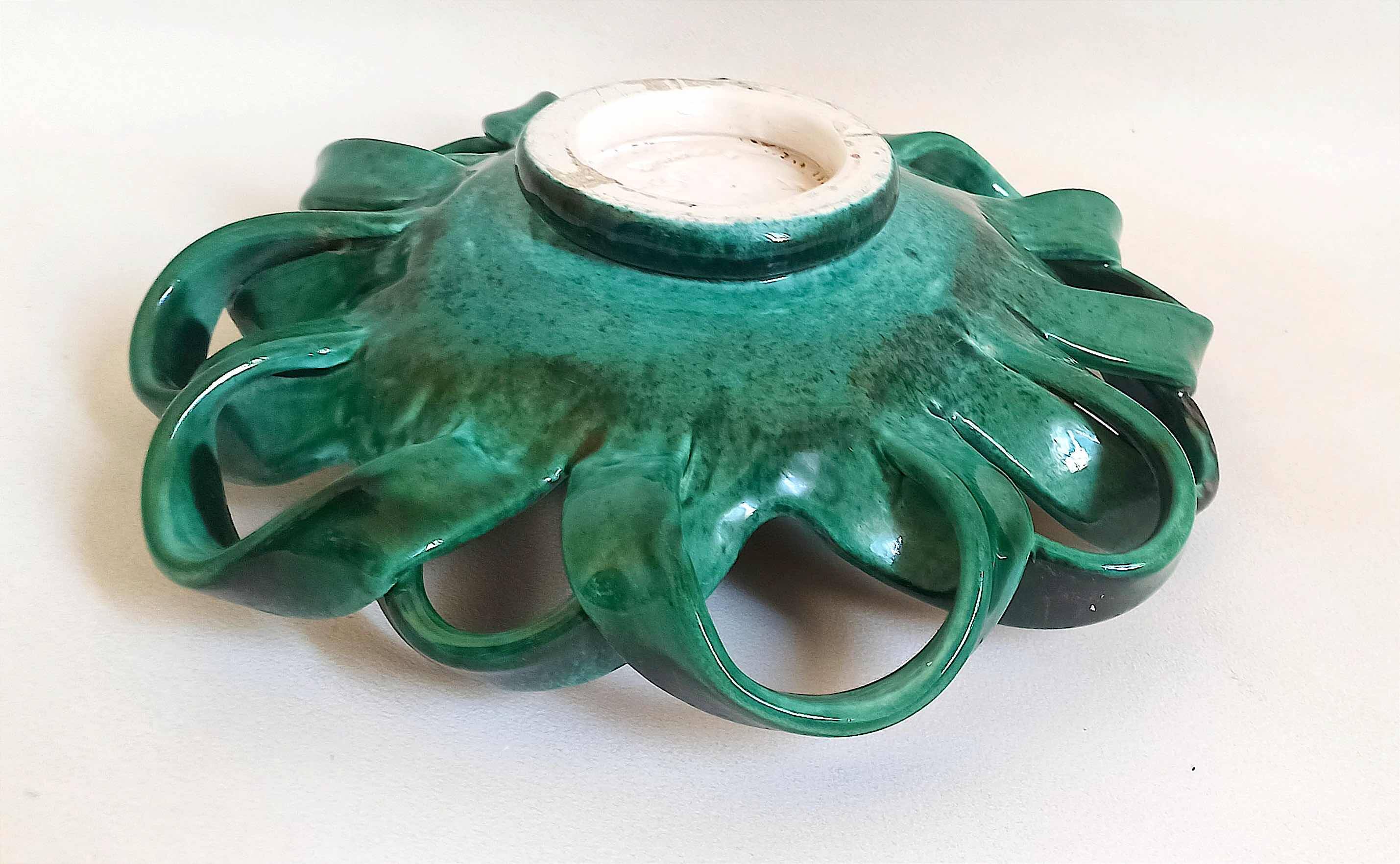 Fruit bowl or woven ceramic pocket tray signed Ceramid 1960s Diameter 32.3 m