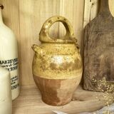 Antique Provençal jug / goat in yellow enamelled stoneware