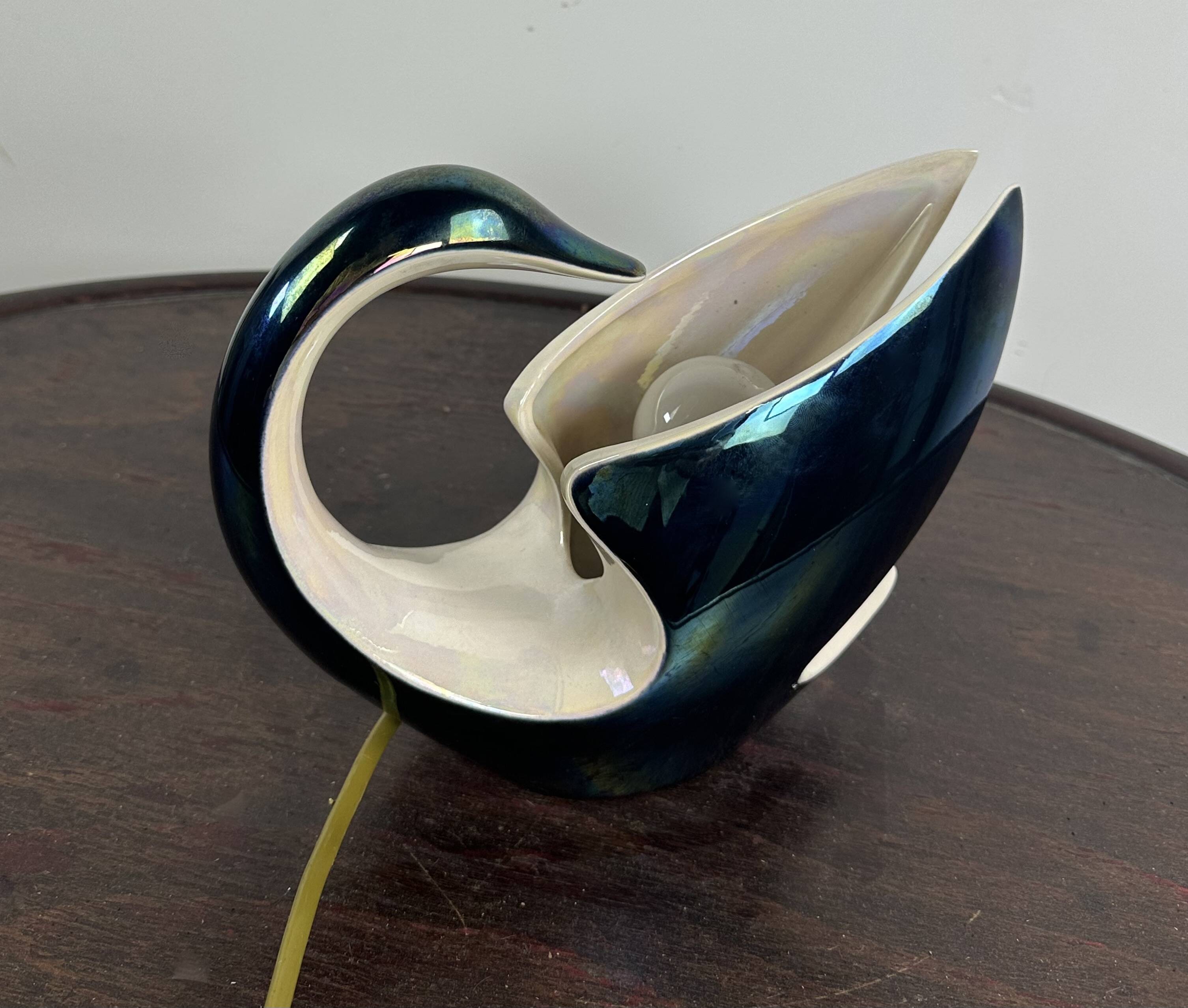 Ambient lamp / night light in the shape of a swan by verceram 1950