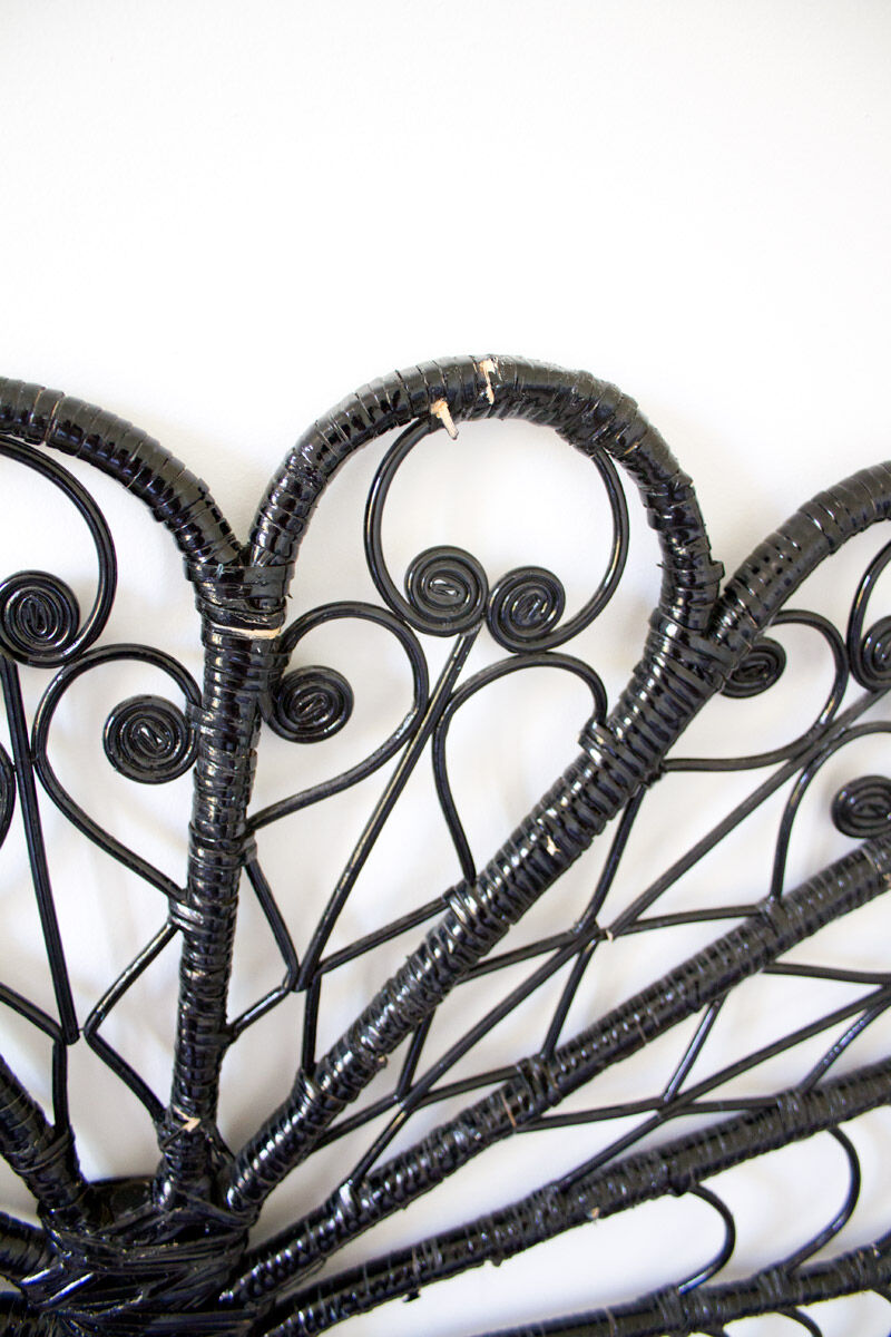 Black peacock rattan headboard