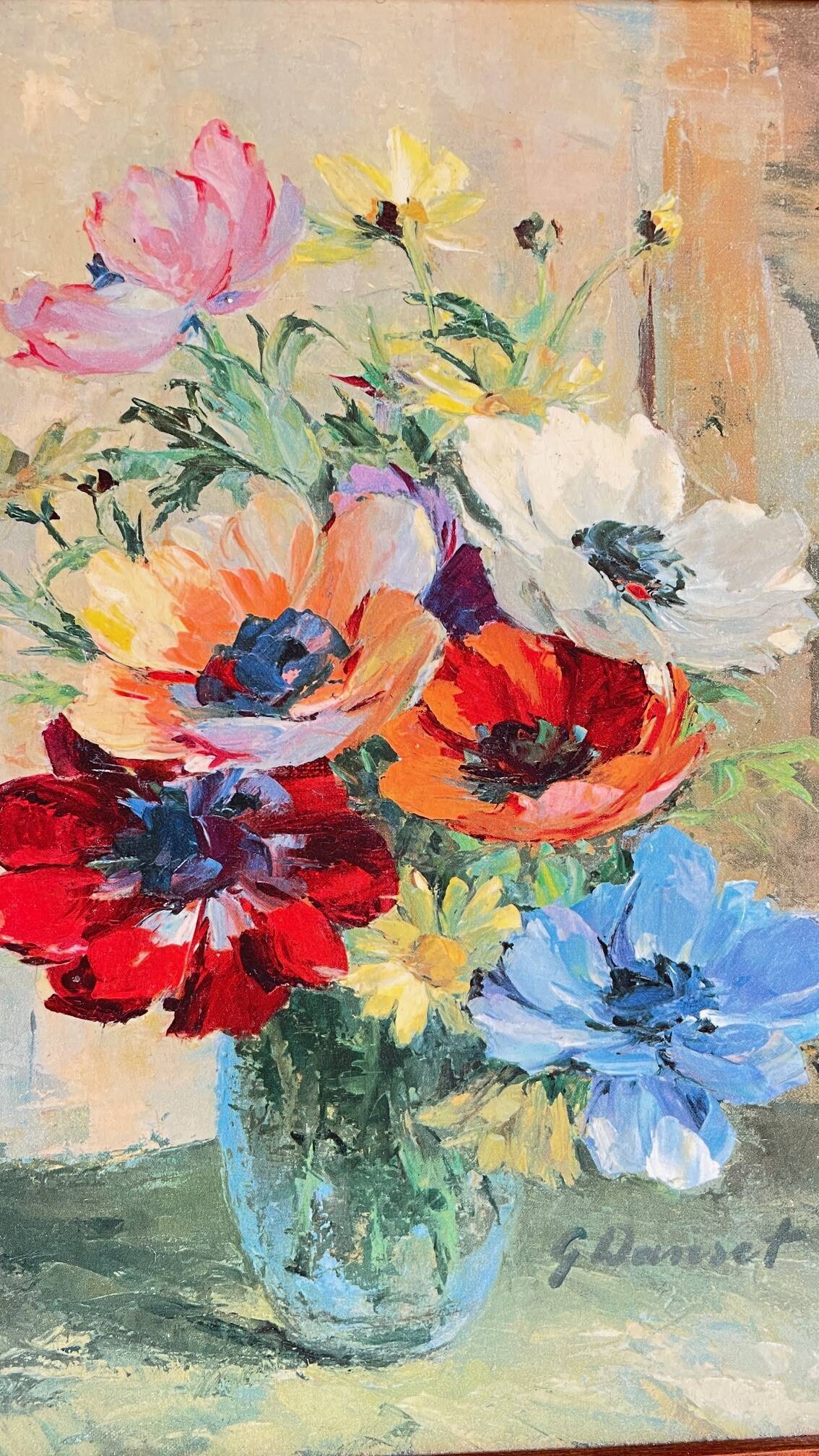 TABLEAU Vintage Bouquet aux ANEMONES