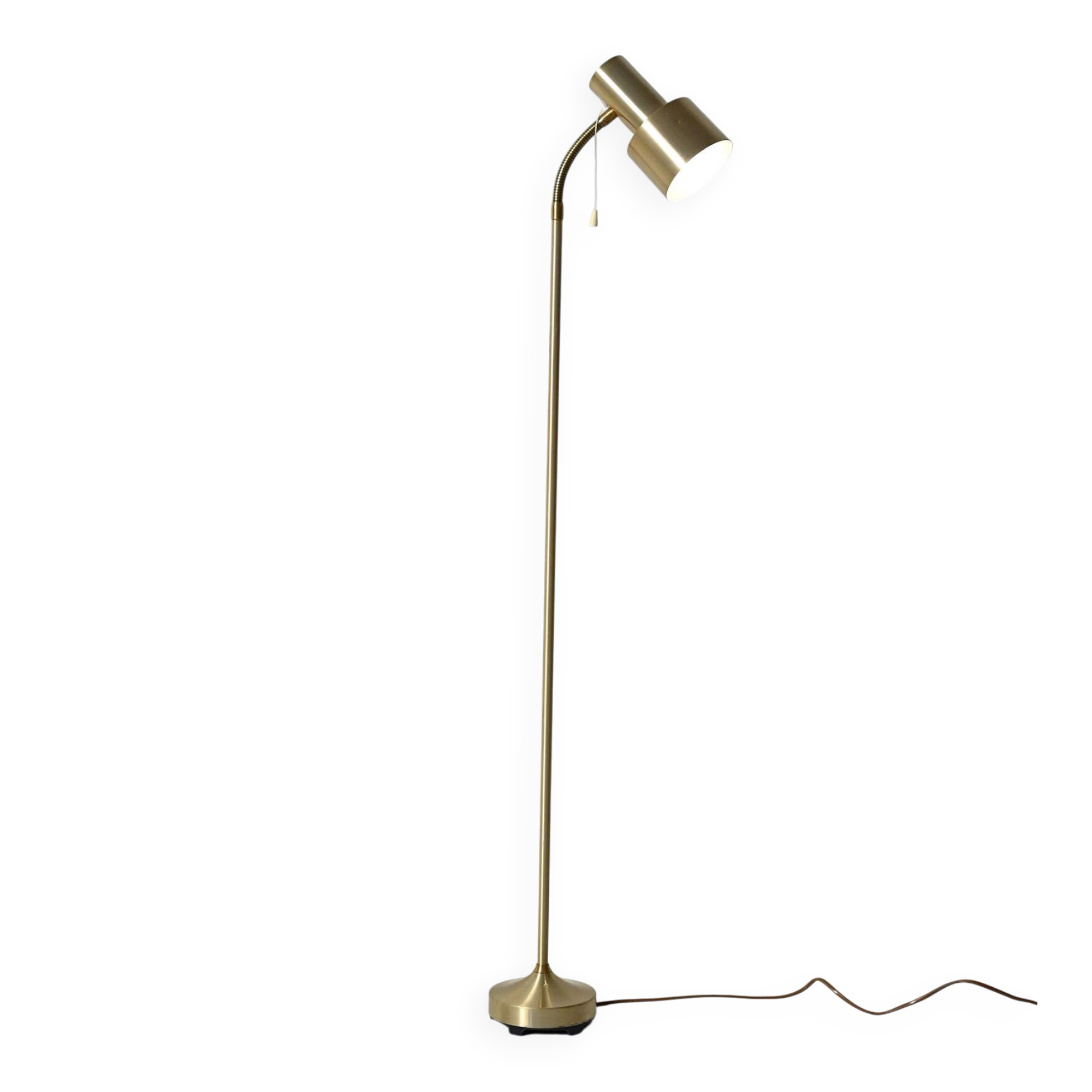 Lampadaire doré scandinave, années 60