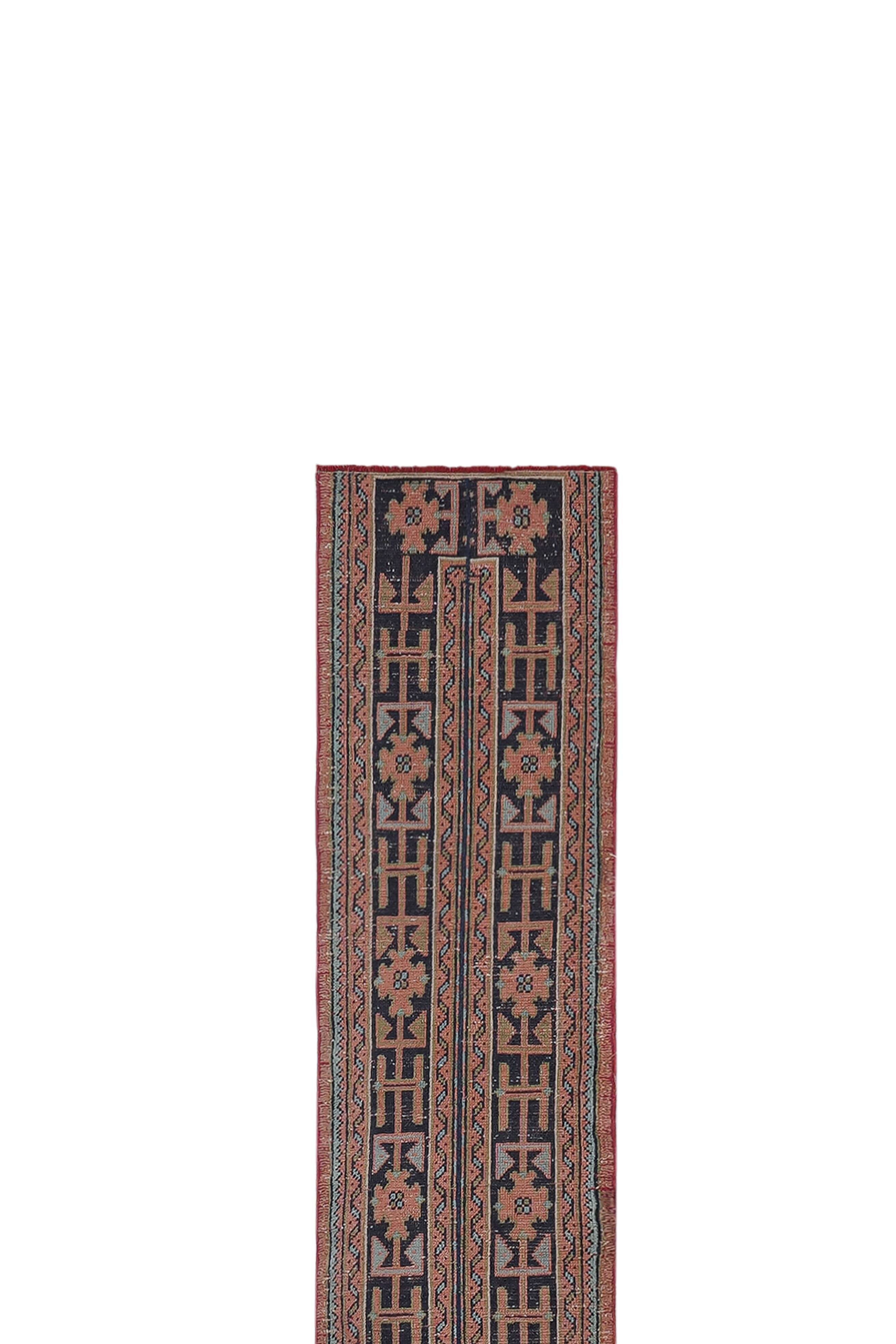 Vintage Turkish Oushak Handwoven Rug 63x633 cm