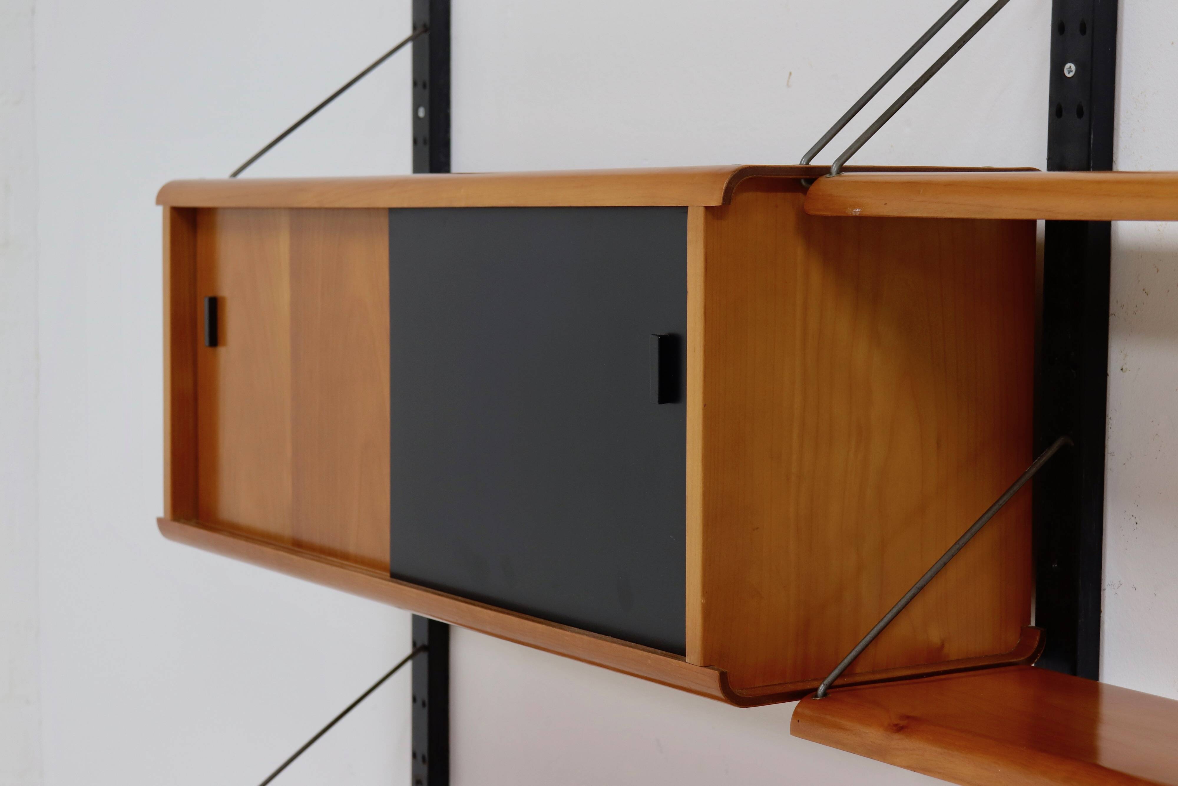 Rare Scandinavian Wall Mounted Plywood Shelving Unit 1950s