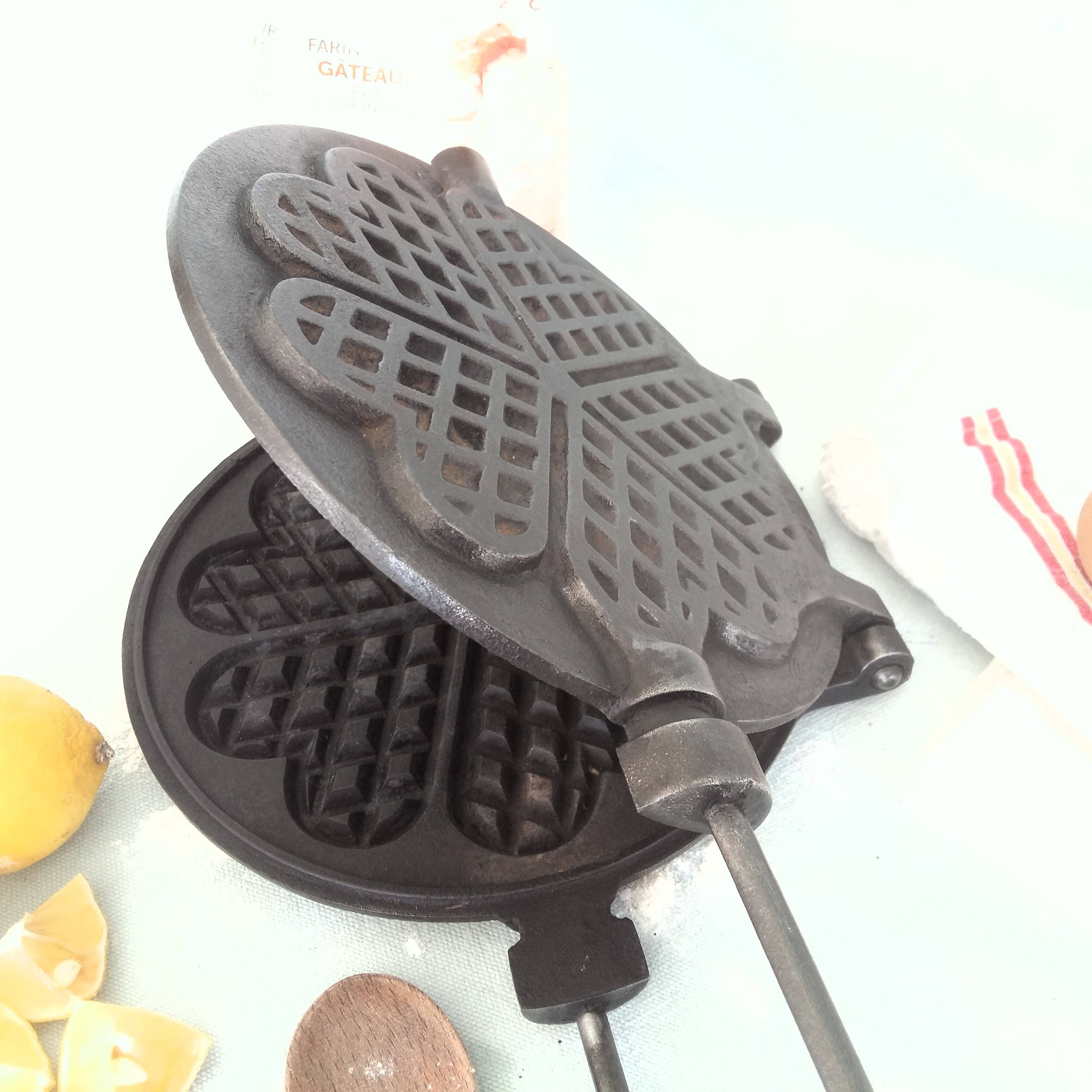 Antique Waffle Maker. French Cast Iron Waffle Pan.