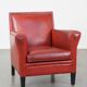 Fauteuil peint en rouge en cuir de mouton