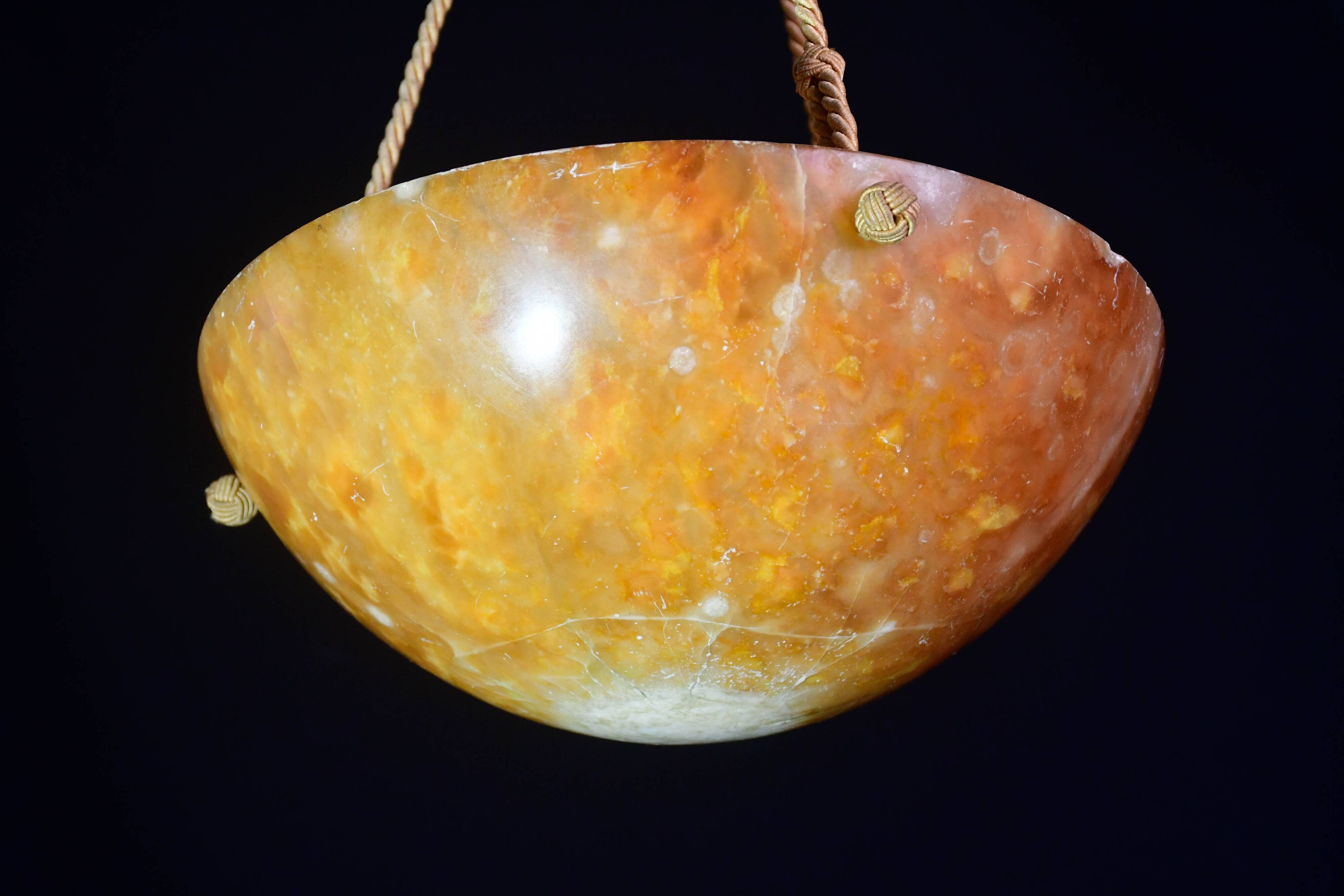 Art Deco great design brown alabaster chandelier, 1940s