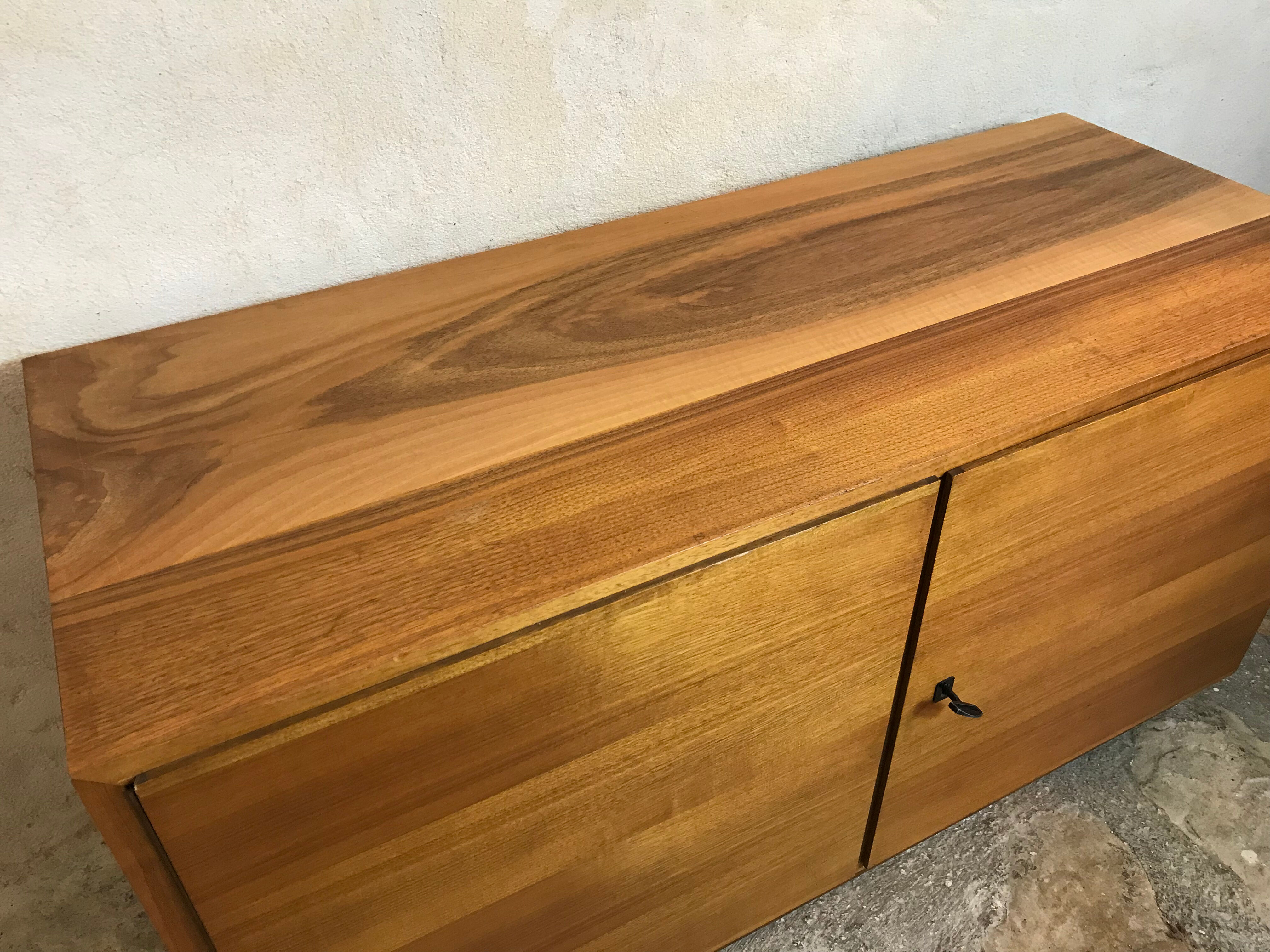 Buffet Box storage cabinet vintage blond walnut 1960-80's