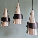 Lot de 3 suspensions scandinaves en aluminium, J. Hammerborg,  1960