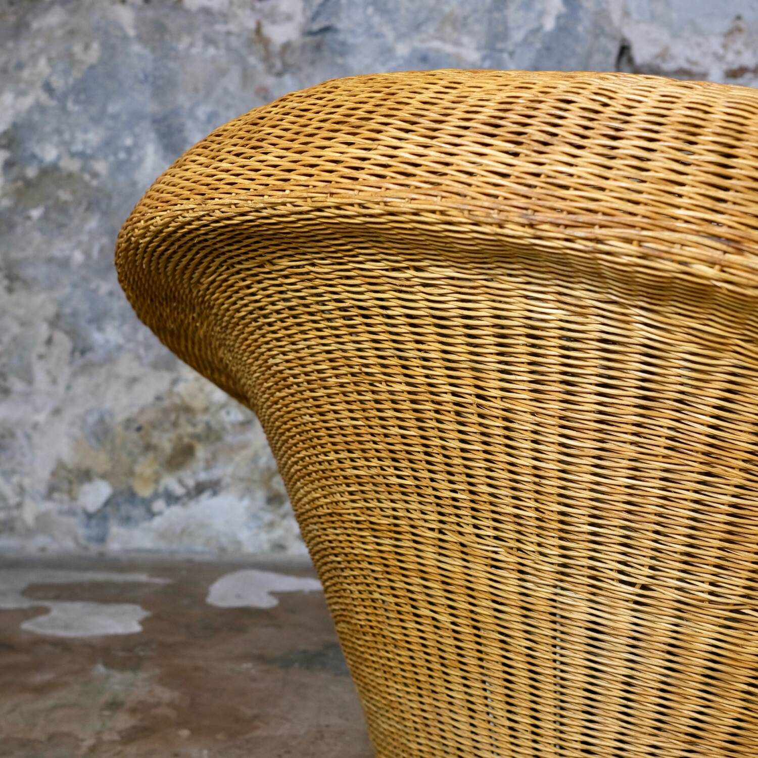 Large wicker basket armchair, Italy, 1970s