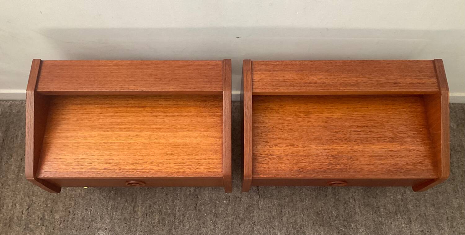 Pair of Scandinavian teak bedside tables from the 60s-70s