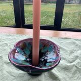 Flamed enamelled ceramic candle holder