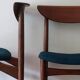 Pair of Lane Perception teak dining chairs in petrol blue-green, USA 1960s