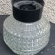 Globe to install or hang, glass, geometric patterns and bakelite base vintage black