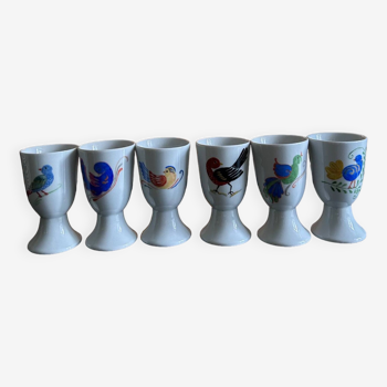 6 coffee cups decorated with birds