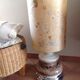 Ceramic floor lamp with a fat lava finish and herbarium shade / vintage 1960s-70s