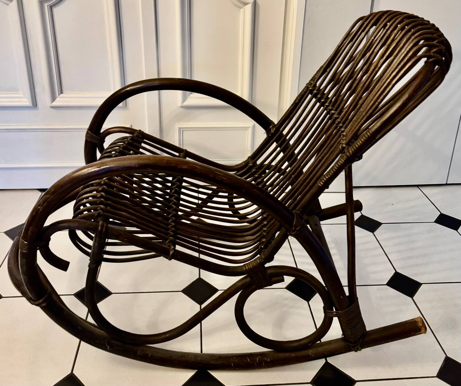 Bamboo and rattan rocking chair
