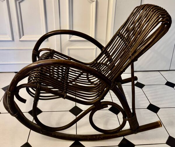Rocking-chair bambou et rotin