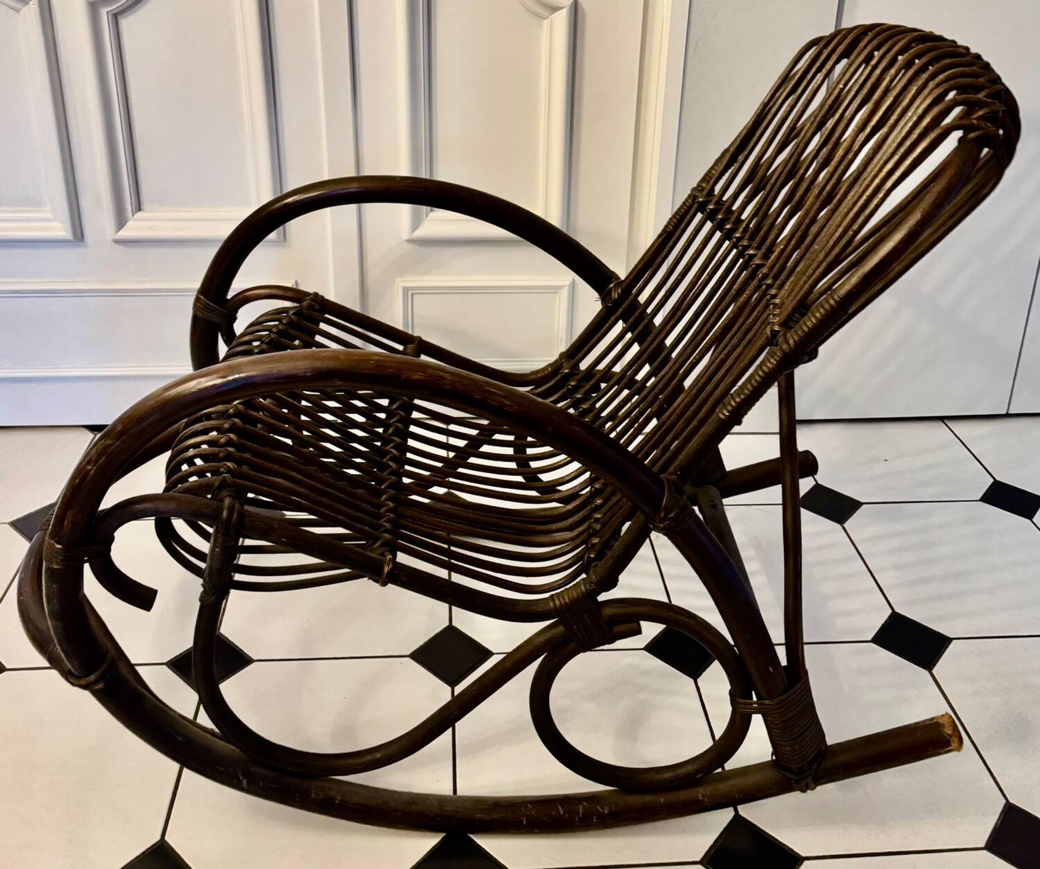 Bamboo and rattan rocking chair