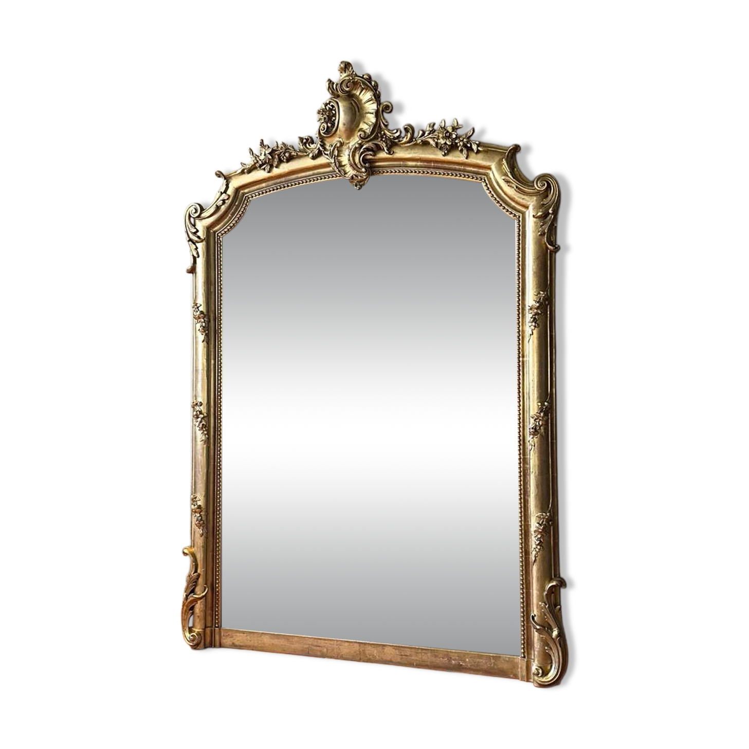 19th-century gilded pediment mirror