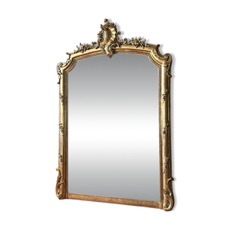 19th-century gilded pediment mirror