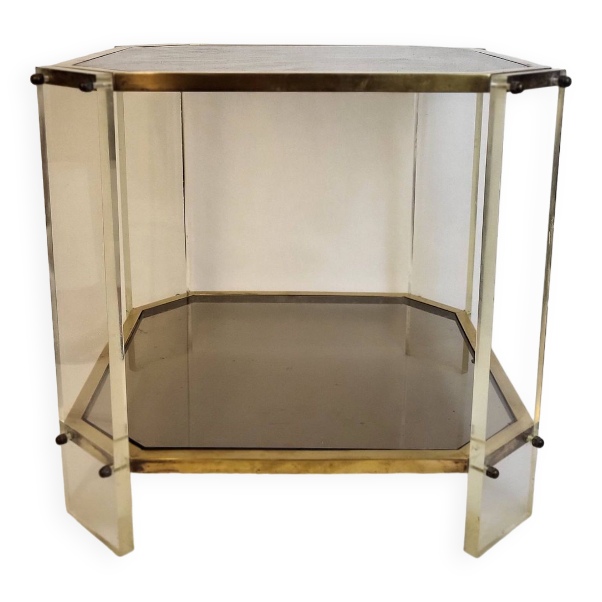 Coffee table 70s plexiglas / smoked glass