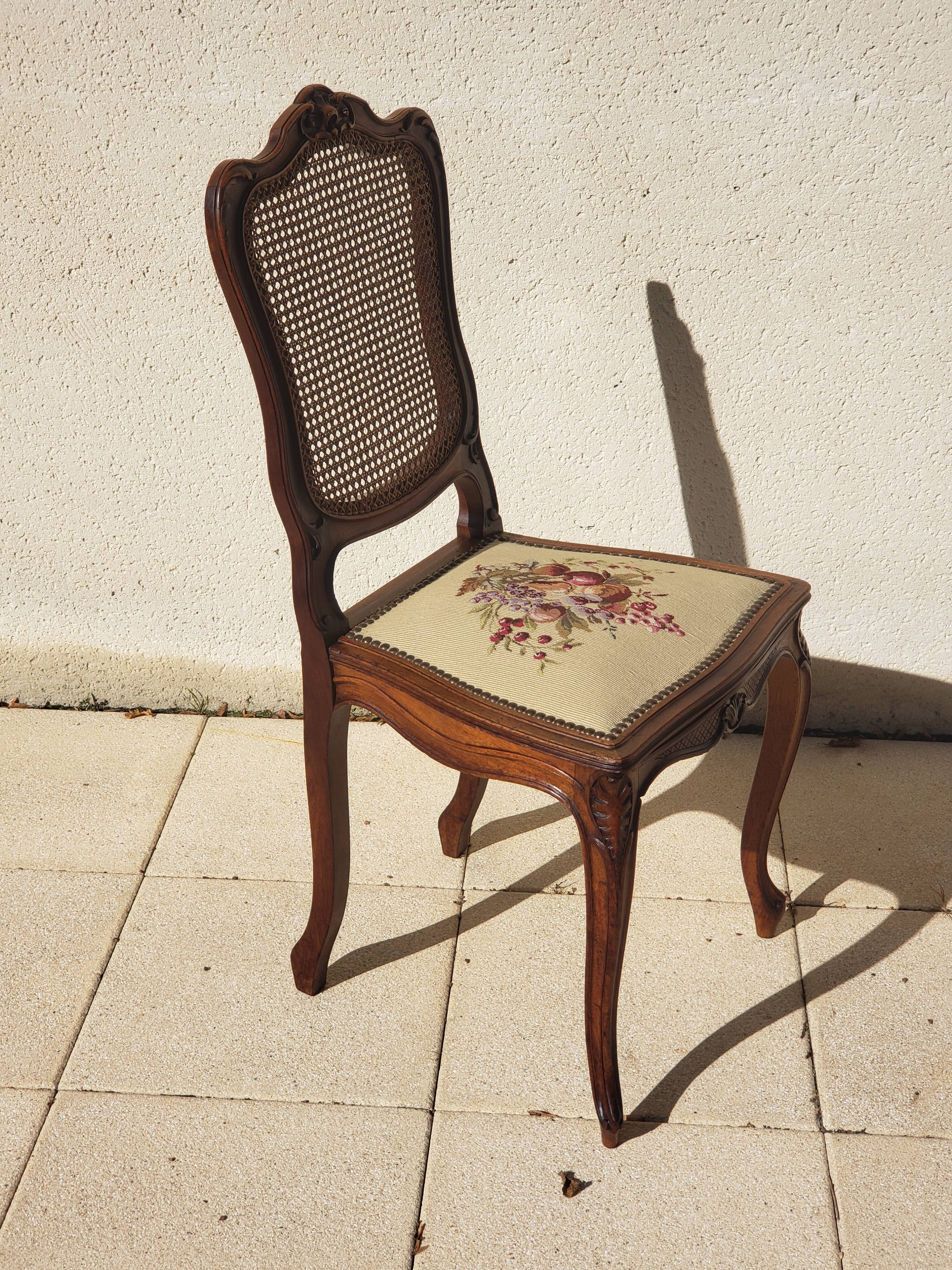 Antique Louis XV style chair in walnut