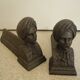 chenets anciens fonte décor orientaliste cast iron fireplace andirons