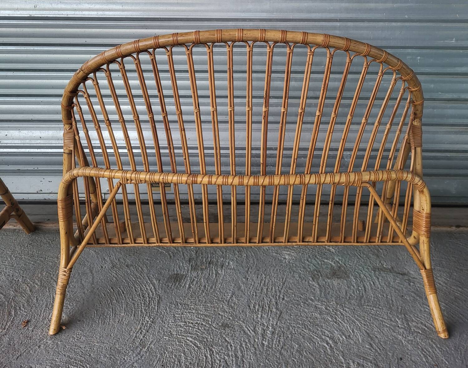 Bed in 2 parts, head and foot, or vintage rattan bench.
