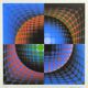 Lithograph by Victor Vasarely, limited edition numbered, 1970s.