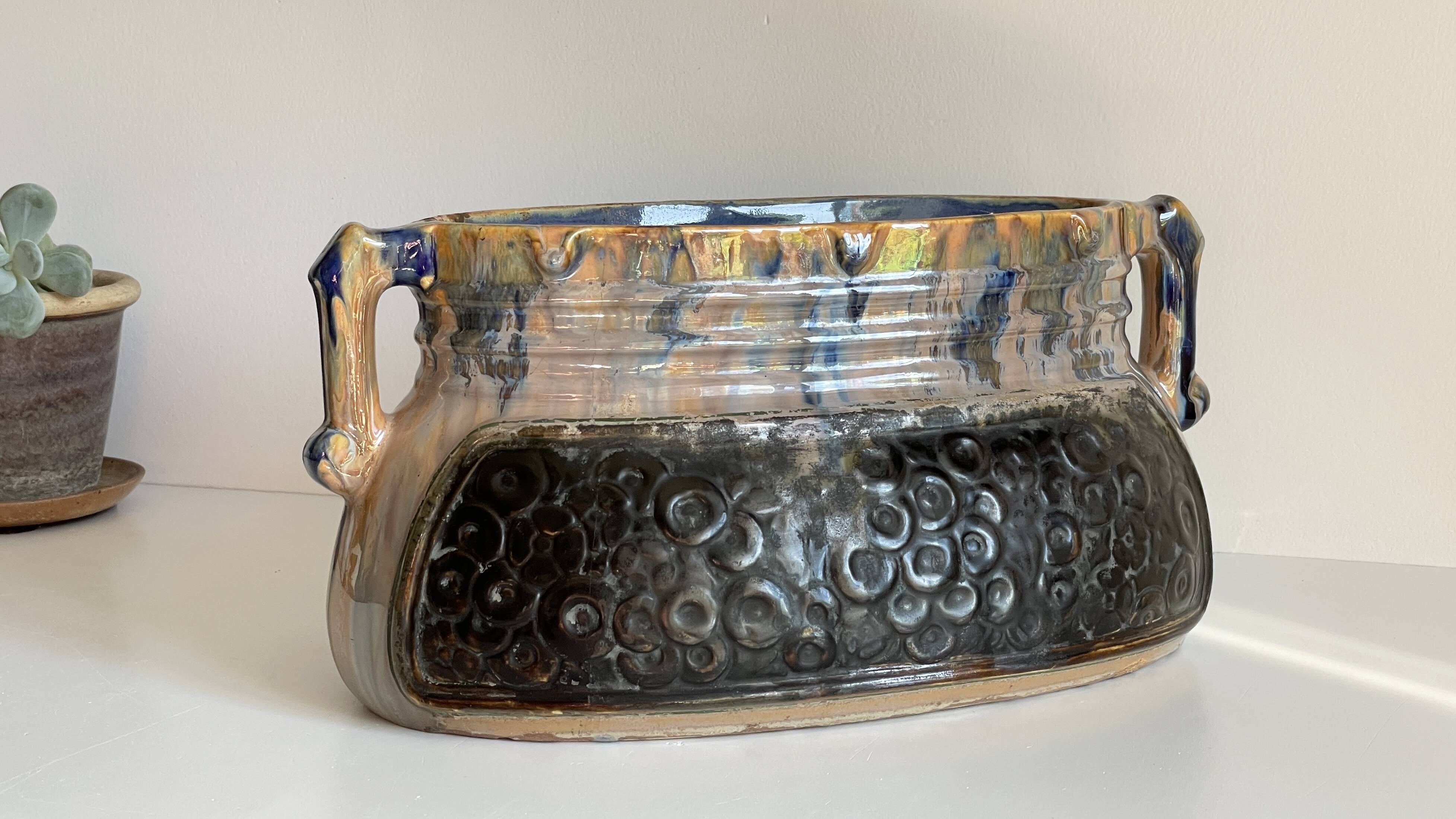 Vintage Barbotine Planter Cache-Pot