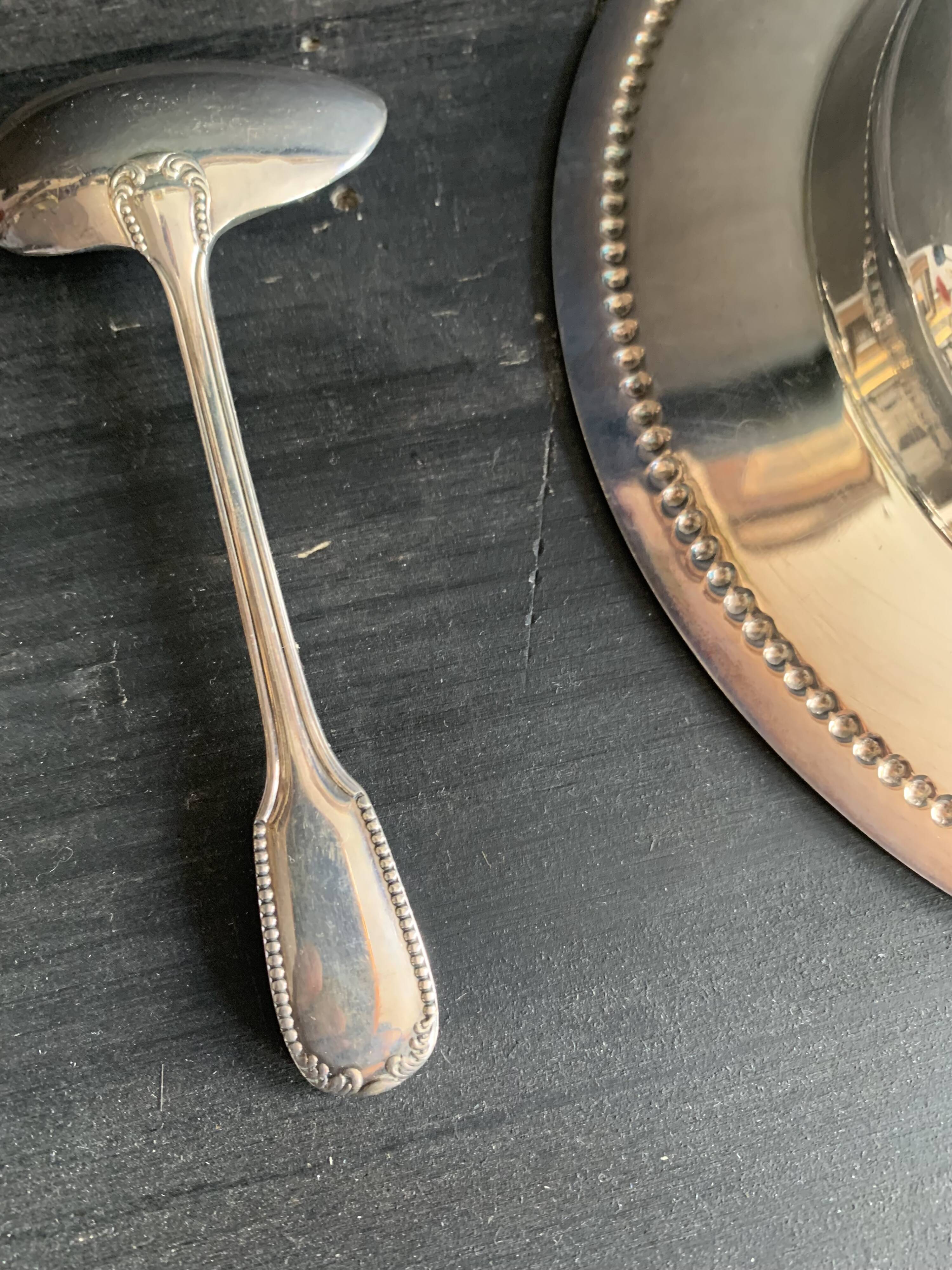 Silver plate and spoon, Orfèvrerie Saint Médard, Paris, 1950
