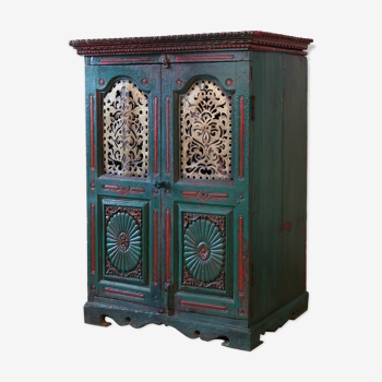 Ancien cabinet, temple en teck birman